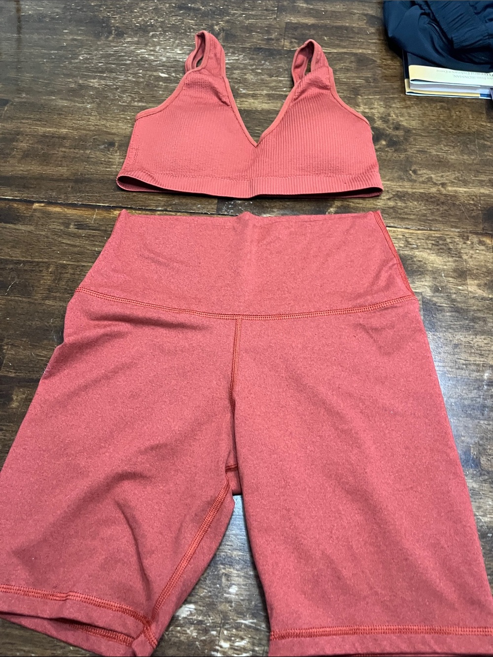 Women's High-Waist Biker Shorts in burnt Sienna